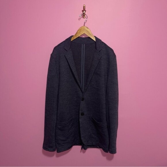 Faherty Blazer Men's Size Large Deep Navy Melange Inlet Knit Jacket Sweater - Picture 2 of 13
